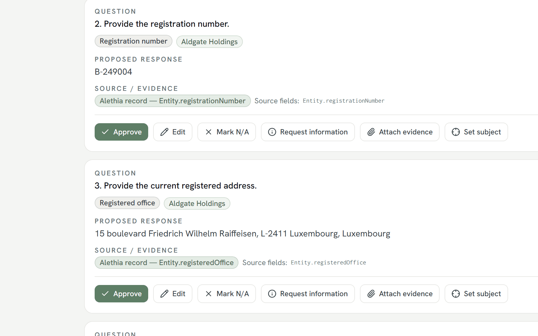 Two further requirements on the same KYC request
